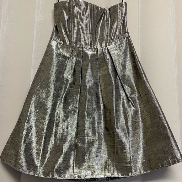 Alice + Olivia Womens Dress Size 4 Fit Flare Mini Gold Metallic Iridescent - Picture 3 of 16